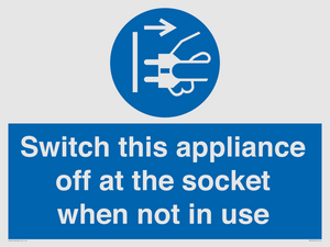 Switch this appliance off at the socket when not in use